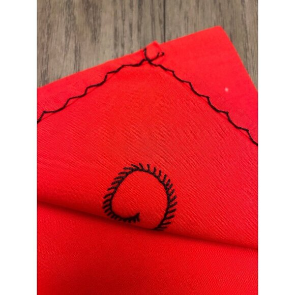 Set Of 6 Vintage Red Embroidered Cloth Napkins 15"x15" Cotton & Linen - Picture 4 of 6